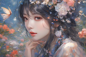 完美呈现美丽少女与绚丽背景的完美碰撞