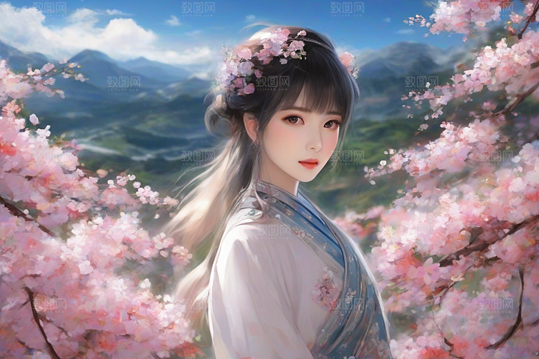完美呈现美丽少女与绚丽背景的完美碰撞