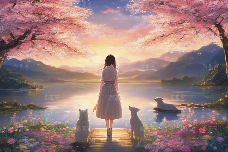 风采绝伦绚丽背景中的迷人少女