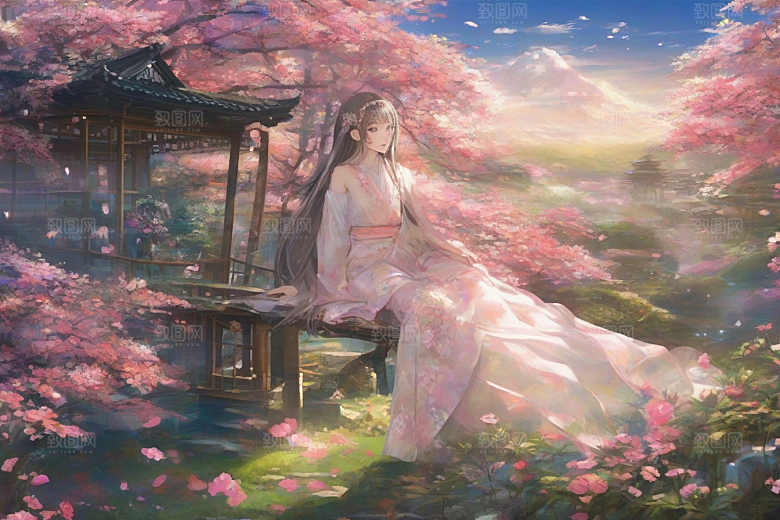 完美呈现美丽少女与绚丽背景的完美碰撞