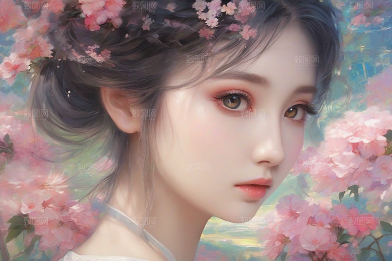 完美呈现美丽少女与绚丽背景的完美碰撞