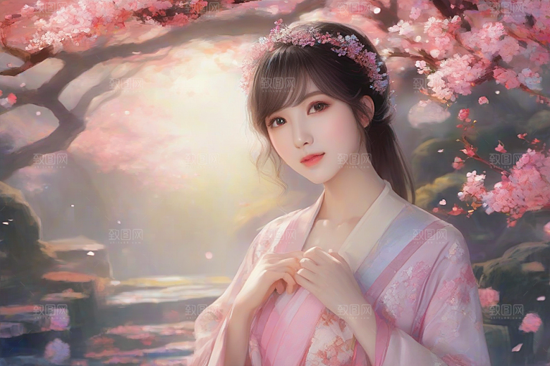 完美呈现美丽少女与绚丽背景的完美碰撞