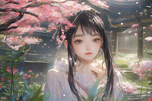 完美呈现美丽少女与绚丽背景的完美碰撞