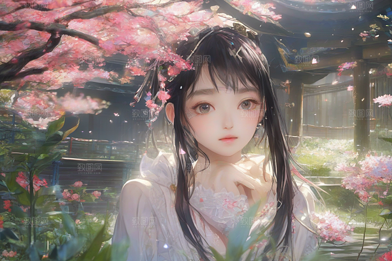 完美呈现美丽少女与绚丽背景的完美碰撞