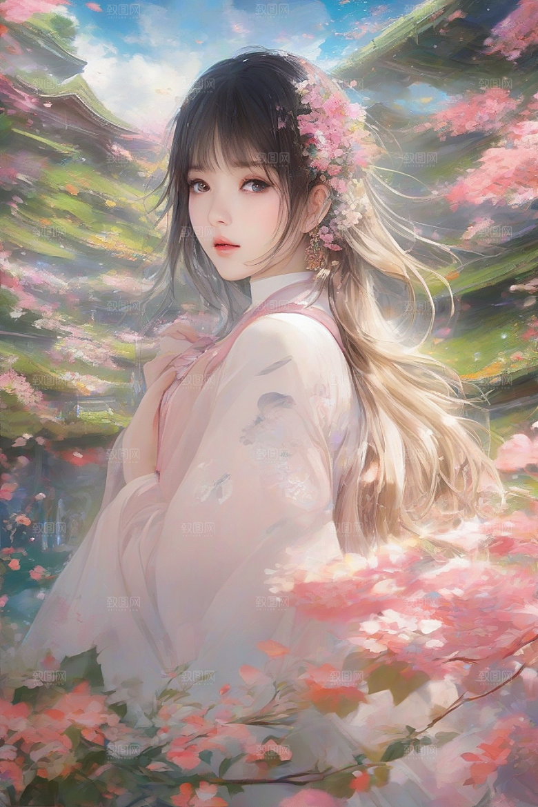 绚烂光芒绚丽背景中的绝美女子展现魅力
