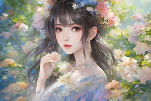完美呈现美丽少女与绚丽背景的完美碰撞