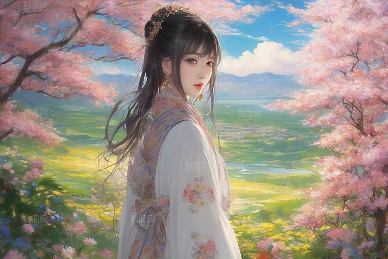 完美呈现美丽少女与绚丽背景的完美碰撞