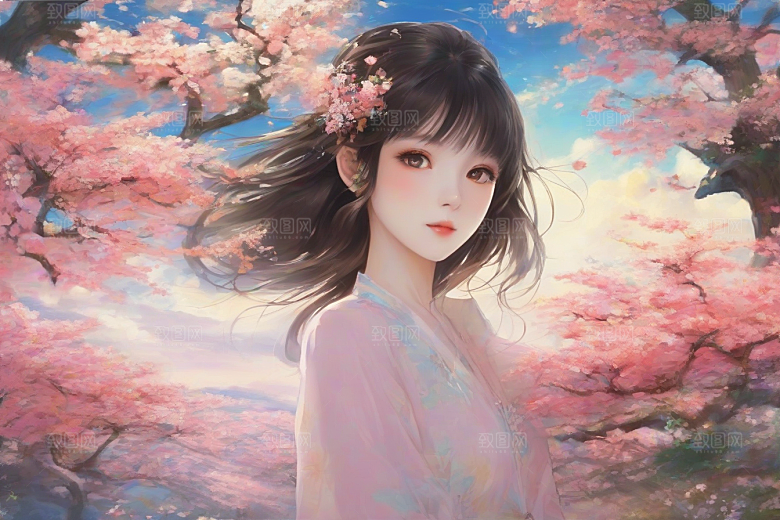 完美呈现美丽少女与绚丽背景的完美碰撞