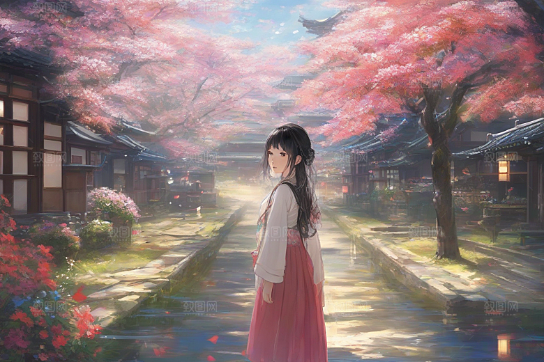 完美呈现美丽少女与绚丽背景的完美碰撞
