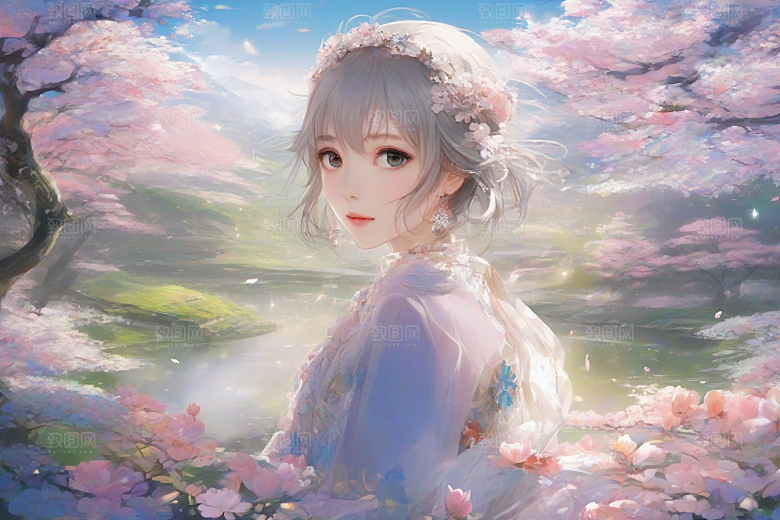 完美呈现美丽少女与绚丽背景的完美碰撞