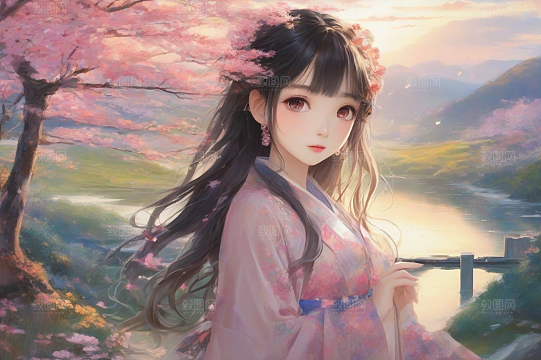 绚烂光芒绚丽背景中的绝美女子展现魅力