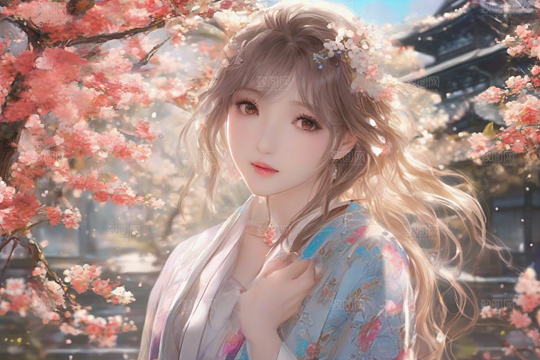 绚烂光芒绚丽背景中的绝美女子展现魅力