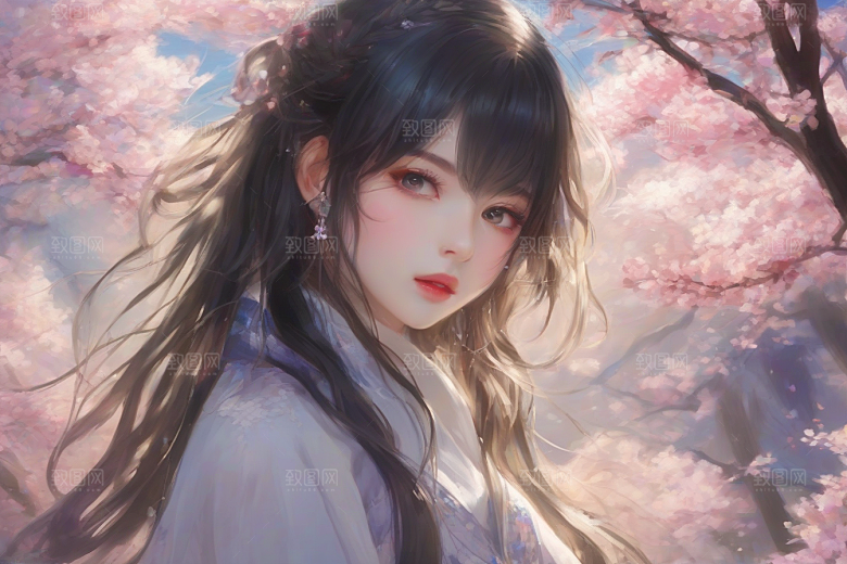 绚烂光芒绚丽背景中的绝美女子展现魅力