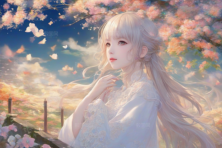 绚烂光芒绚丽背景中的绝美女子展现魅力