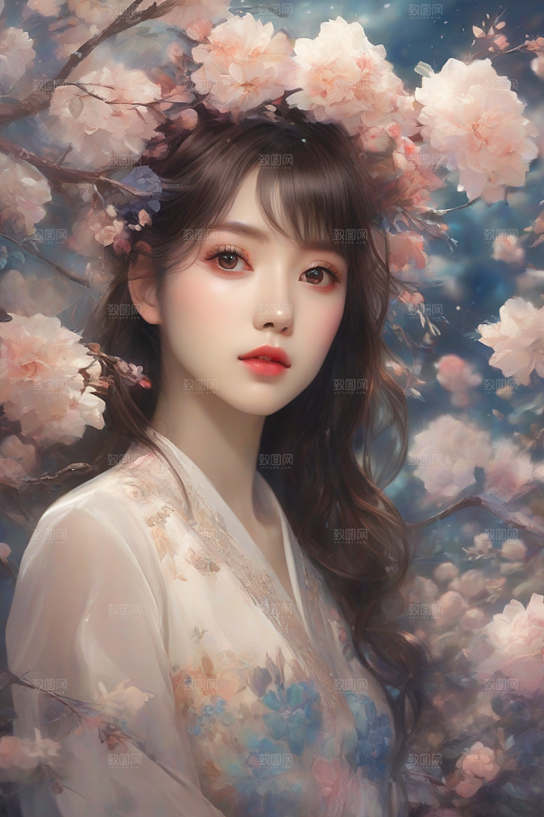 绚烂光芒绚丽背景中的绝美女子展现魅力
