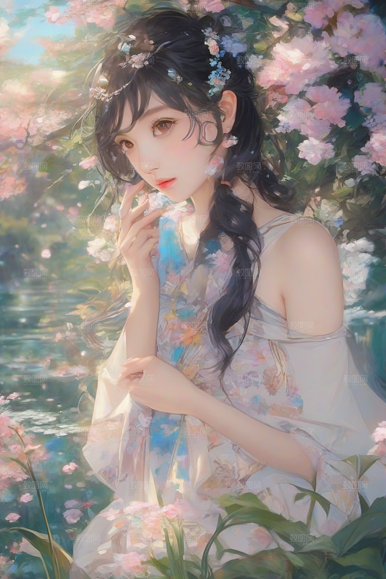 美丽闪耀美艳女子独步绚丽背景的绝佳时刻