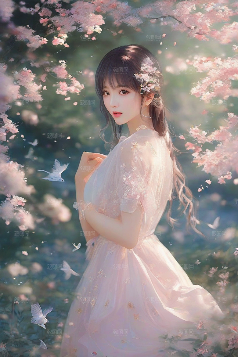 美丽闪耀美艳女子独步绚丽背景的绝佳时刻