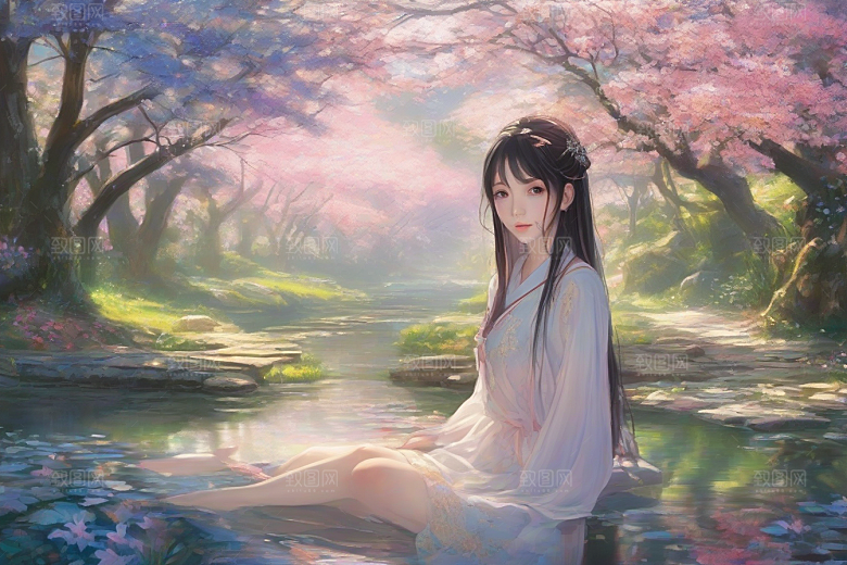 魅力无限绚丽背景中的绝美少女