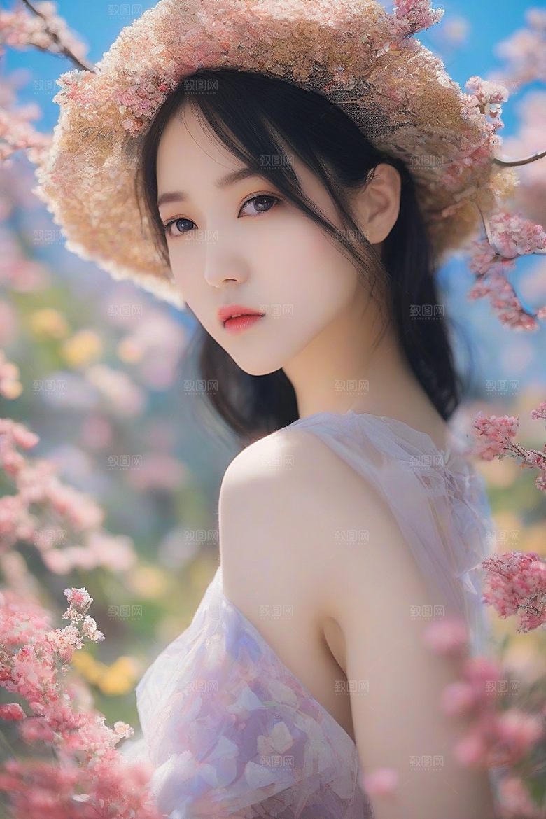 美丽闪耀美艳女子独步绚丽背景的绝佳时刻