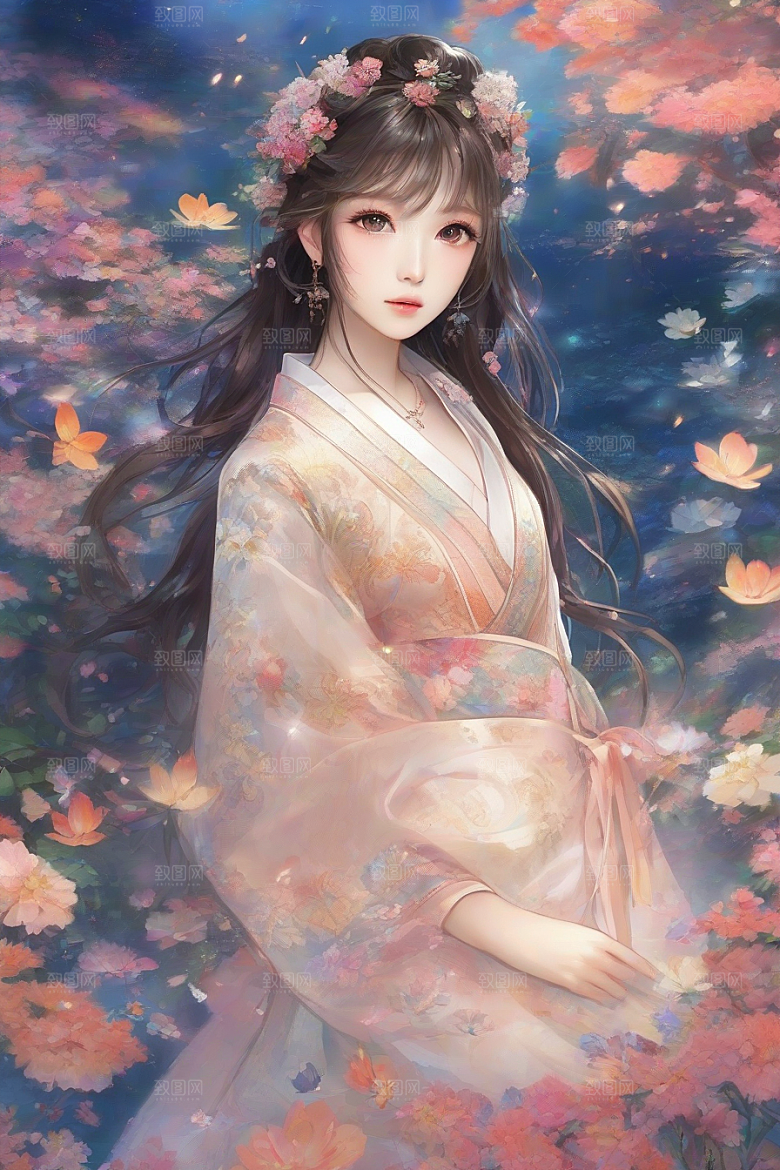 美丽闪耀美艳女子独步绚丽背景的绝佳时刻