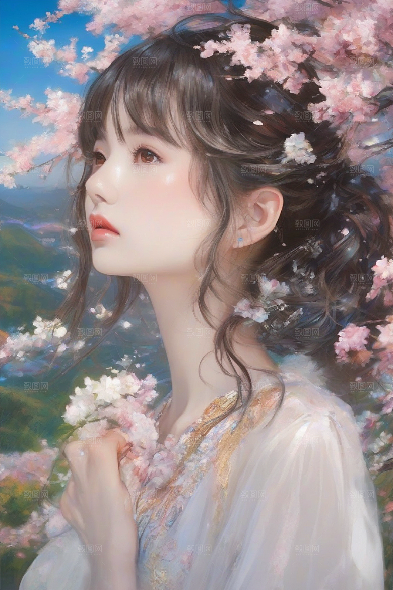 美丽闪耀美艳女子独步绚丽背景的绝佳时刻