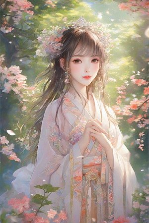 风采绝伦绚丽背景中的迷人少女