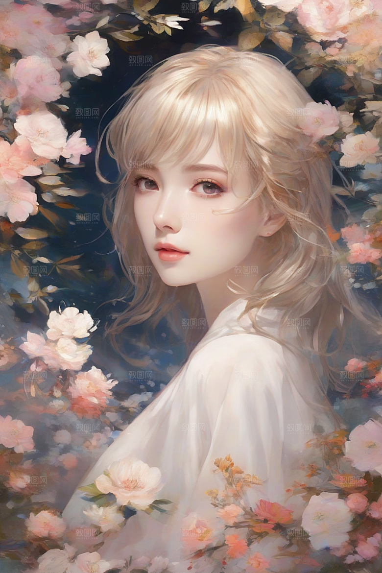 风采绝伦绚丽背景中的迷人少女