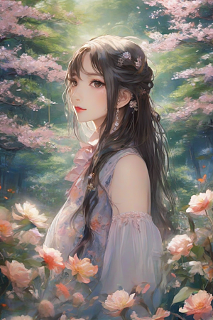 风采绝伦绚丽背景中的迷人少女