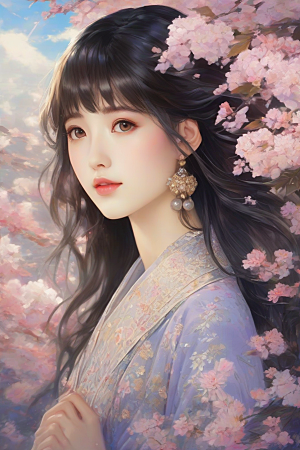 风采绝伦绚丽背景中的迷人少女