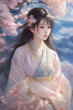 风采绝伦绚丽背景中的迷人少女