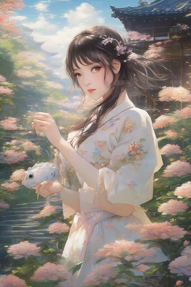 风采绝伦绚丽背景中的迷人少女