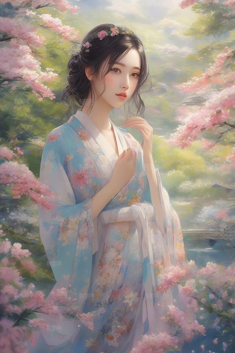 魅力四溢美丽女子与绚丽背景的完美交汇