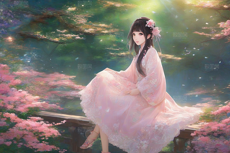 魅力四溢美丽女子与绚丽背景的完美交汇
