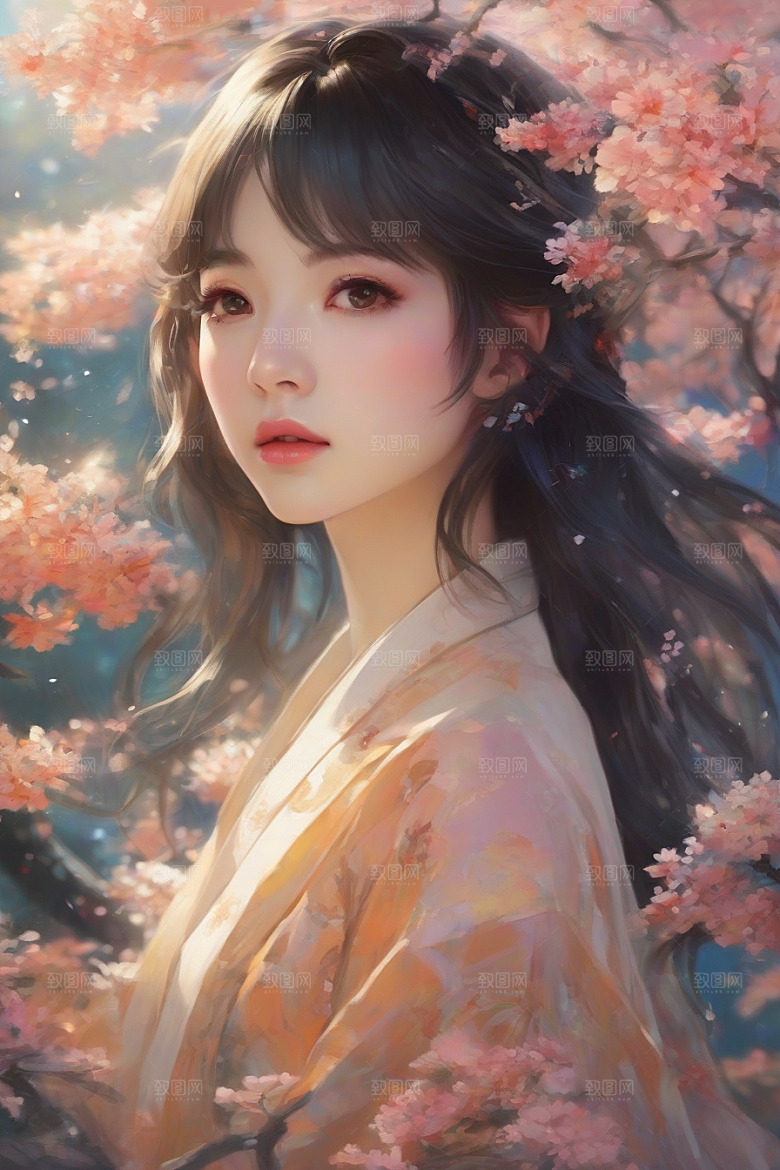 魅力四溢美丽女子与绚丽背景的完美交汇