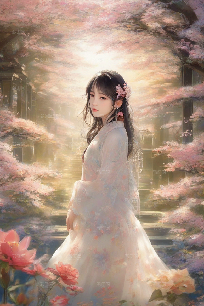 魅力四溢美丽女子与绚丽背景的完美交汇