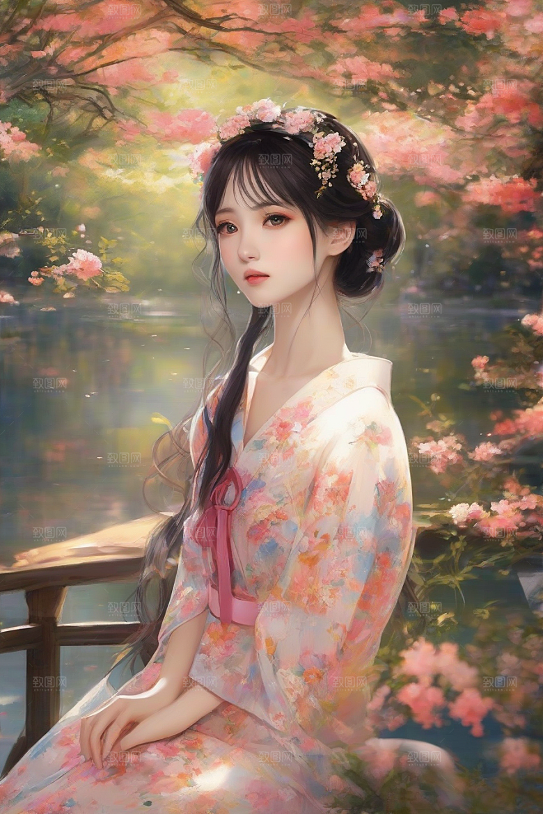 魅力四溢美丽女子与绚丽背景的完美交汇