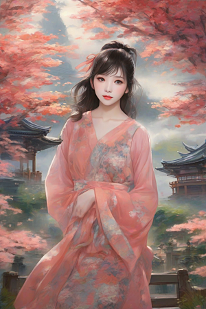 魅力四溢美丽女子与绚丽背景的完美交汇