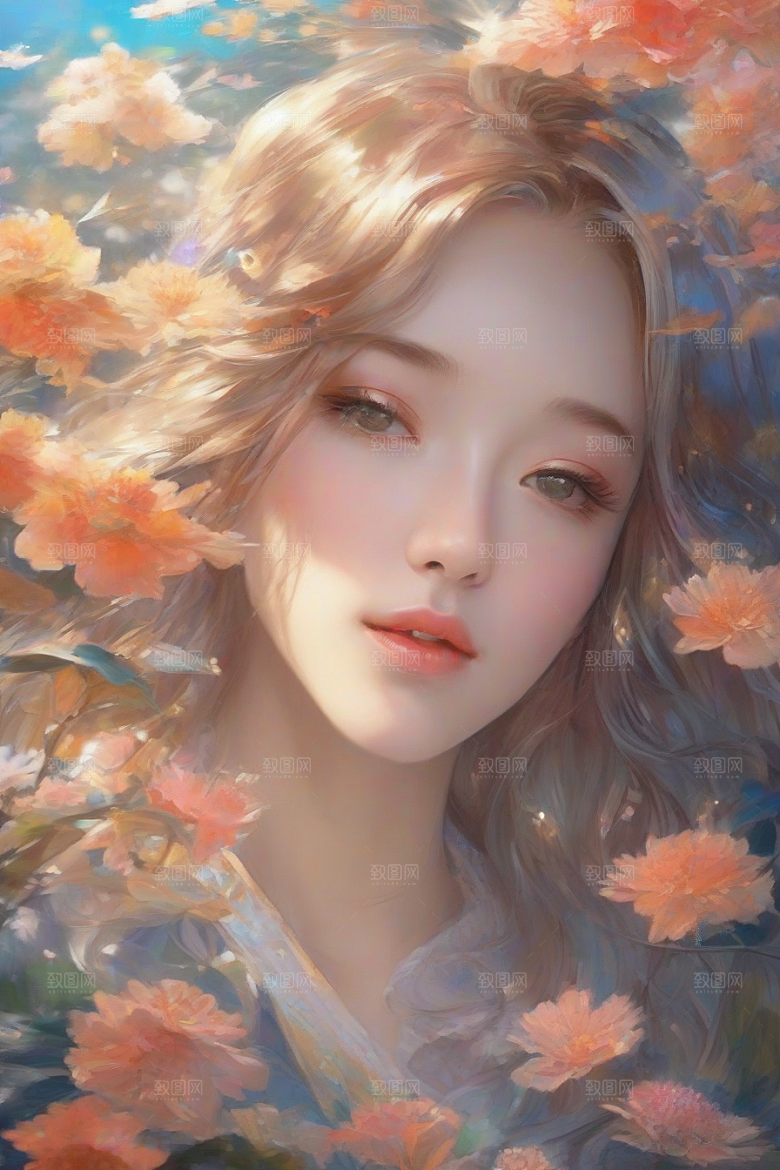 魅力四溢美丽女子与绚丽背景的完美交汇