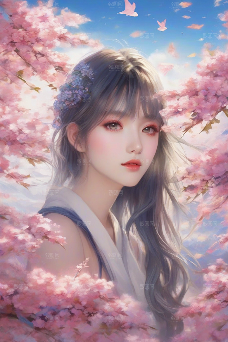 完美结合绚丽背景下的绝美女子