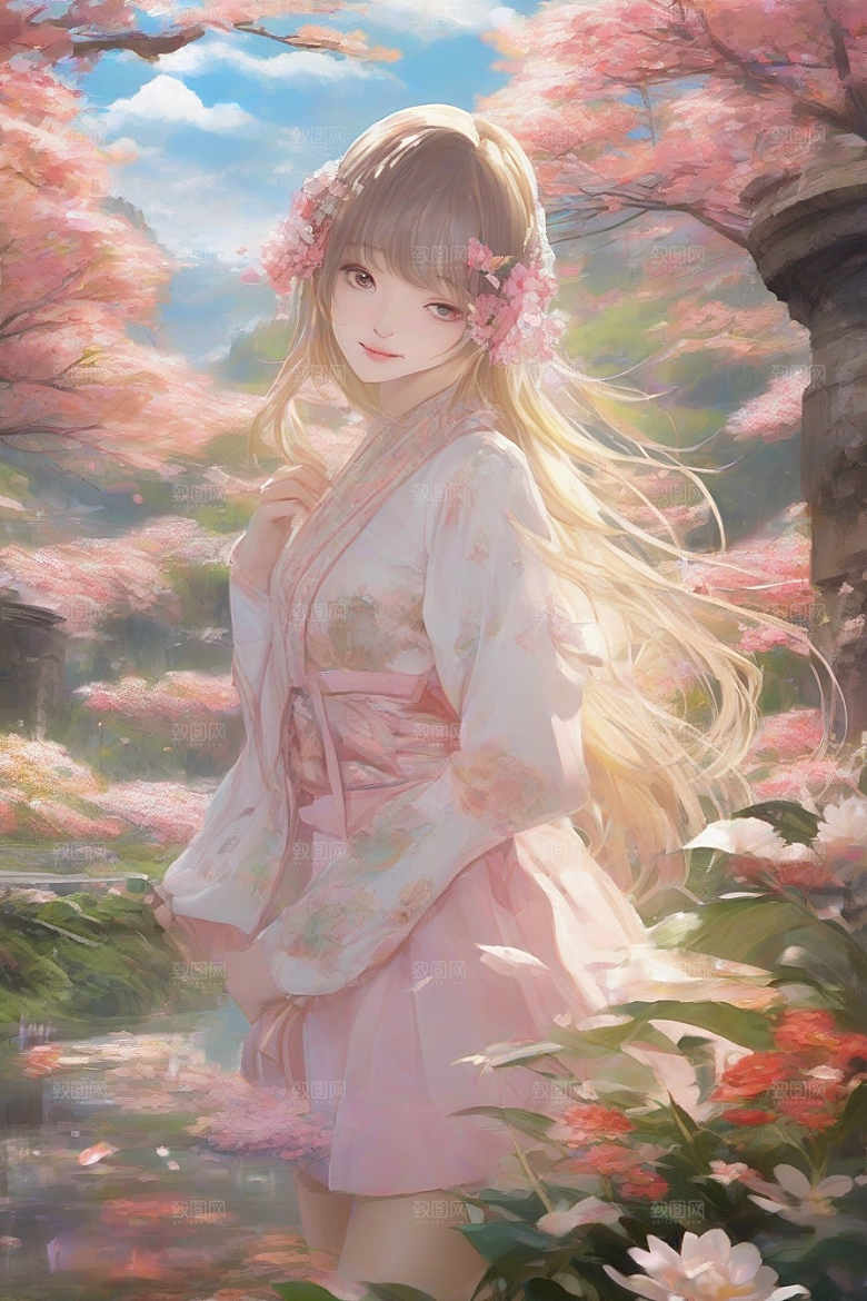 完美结合绚丽背景下的绝美女子