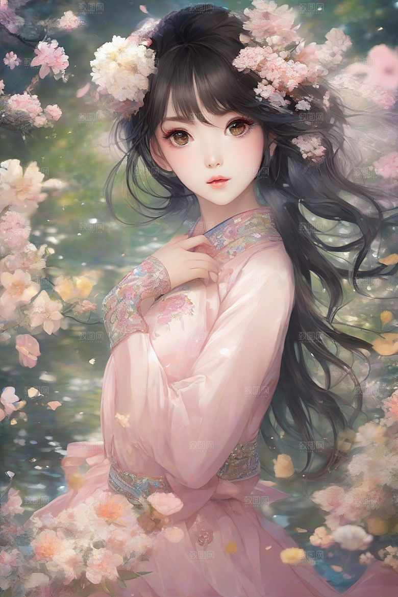 完美结合绚丽背景下的绝美女子
