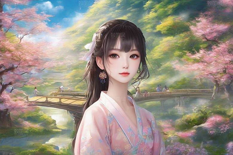 完美结合绚丽背景下的绝美女子