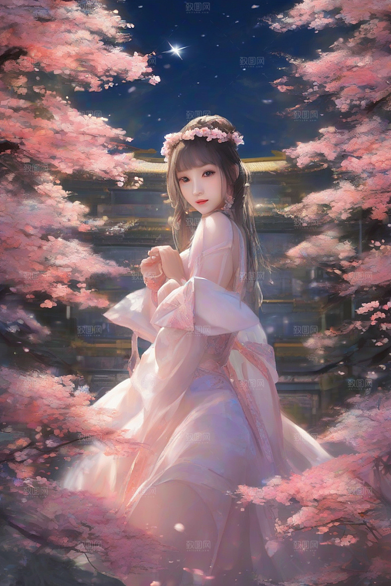 完美结合绚丽背景下的绝美女子