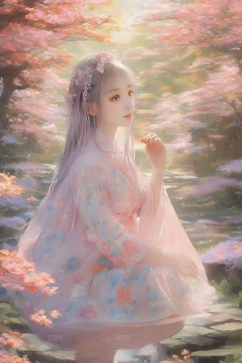 完美结合绚丽背景下的绝美女子
