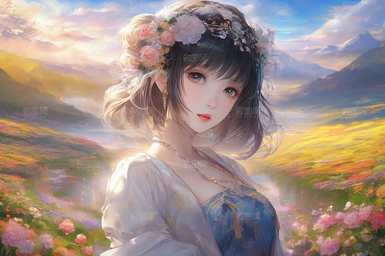 完美结合绚丽背景下的绝美女子