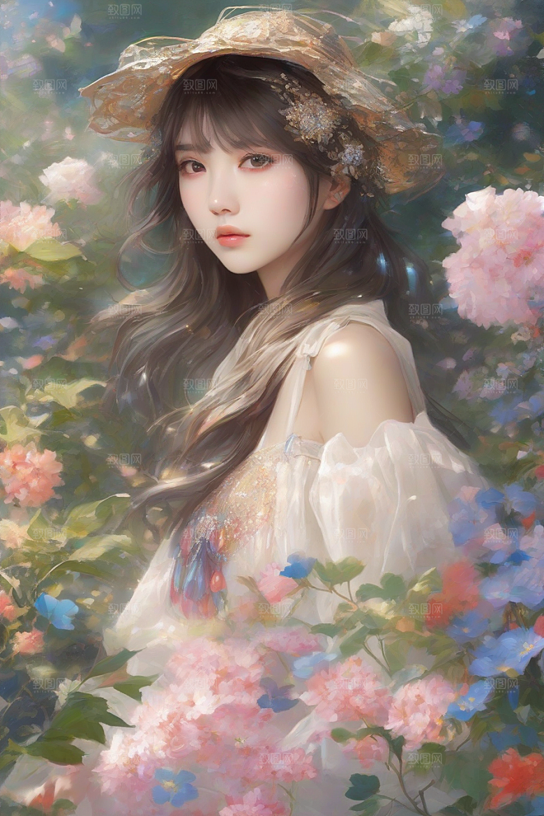 完美结合绚丽背景下的绝美女子