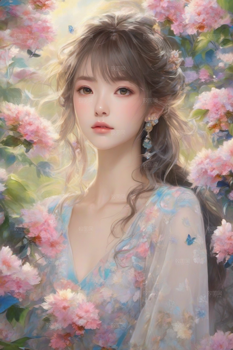 完美结合绚丽背景下的绝美女子