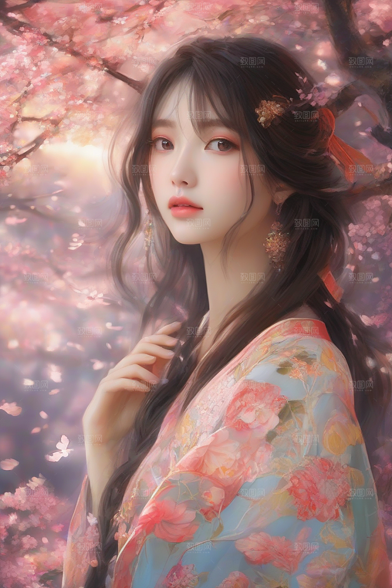绝美瞬间美丽少女独享绚丽背景的魅力展现