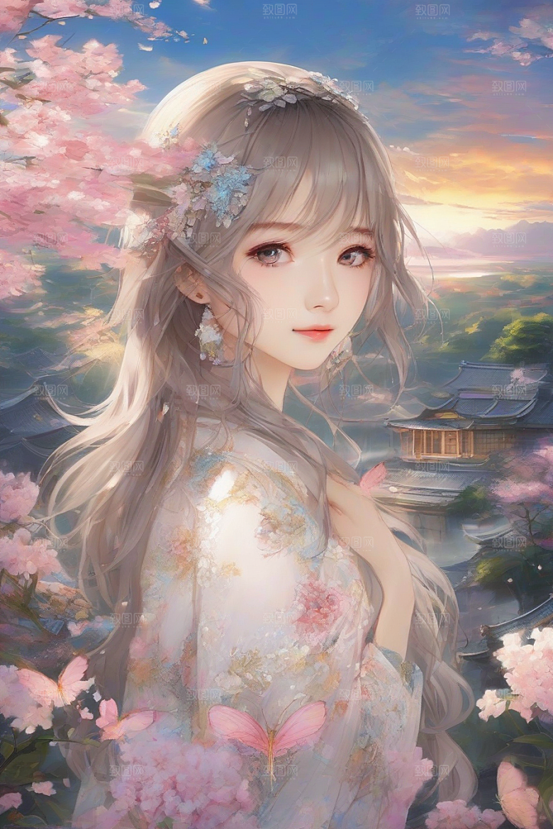 完美结合绚丽背景下的绝美女子