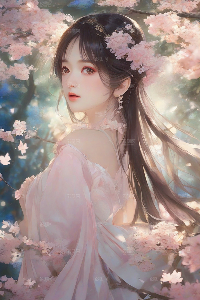 绝美瞬间美丽少女独享绚丽背景的魅力展现